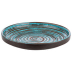 Thumbnail image #1 for Libbey APS Germany - Cancun APS 85203 9-Inch Round Melamine Plate with High Rim, Brown/Blue Spiral Pattern