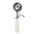 Thumbnail image #1 for Browne USA Foodservice 573310 #10 Disher, 3.45 oz, Stainless Steel with Ivory Thumb-Press Handle
