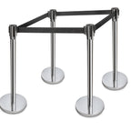 Thumbnail image #2 for New Star Foodservice Inc. 54606 Retractable Belt Stanchions, 36"H, 6.5 ft Black Belt, Stainless Steel, Set of 2