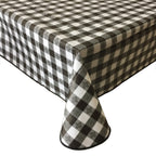 Thumbnail image #1 for CAC China TCVG-7052K Black Vinyl Gingham Table Cover, Rectangular, 70 x 52 in, Flannel Back Case of 24