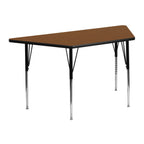 Thumbnail image #1 for Flash Furniture XU-A2448-TRAP-OAK-H-A-GG Trapezoid Activity Table, 46-1/4"W x 25-1/2"D, Adjustable 21-1/4"–30-1/4"H, Oak Laminate Top