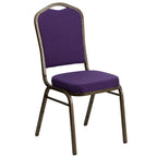 Thumbnail image #1 for Flash Furniture Hercules FD-C01-PUR-GV-GG Purple Fabric Upholstered Stacking Banquet Chair with Gold Vein Powder-Coated Frame