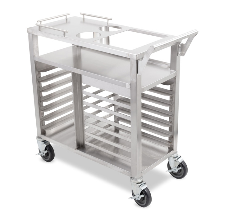 Product image #5 for John Boos Teppankayi Stainless Steel Serving Cart with 14 Half-Size Pan Capacity