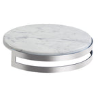 Thumbnail image #1 for Cal-Mil Ashwood 3680-153-81M Round Display Riser, Removable Faux Marble Melamine Top, Stainless Steel Base, Chrome, 15" Dia. x 3-3/4"H