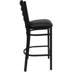 Thumbnail image #2 for Flash Furniture Hercules XU-DG697BLAD-BAR-BLKV-GG Metal Ladder-Back Bar Stool with Black Vinyl Upholstered Seat