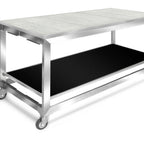Thumbnail image #1 for Eastern Tabletop Hub Buffet HK940WWSLS Indoor/Outdoor Banquet Table, Stainless Steel Frame, Reversible Laminate Tiles