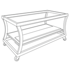 Thumbnail image #1 for Eastern Tabletop Hub Buffet CH900 Curved Mobile Buffet Table with Bottom Shelf, Collapsible Frame, 66 x 30-3/4 x 32-1/4 in
