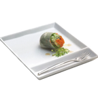 Thumbnail image #2 for Libbey Slate SL-900 Rectangular Porcelain Cocktail Plate, 9 x 7 in, 2-Compartment