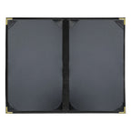 Thumbnail image #2 for Risch Seville SEVDX-2V 8.5X14 Hardback Faux-Leather Menu Cover, 8-1/2" x 14", Double-Fold, 2-View, Metal Corners Case of 25