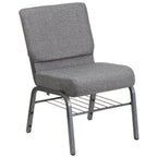 Thumbnail image #1 for Flash Furniture Hercules XU-CH0221-GY-SV-BAS-GG Extra Wide Stacking Church Chair, Gray Fabric Upholstery, 800 lb Capacity
