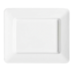 Thumbnail image #1 for G.E.T. Milano ML-11-W . . Rectangular White Melamine Plate, Wide Rim, Rubber Feet, 12" x 10" Case of 12