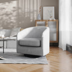 Thumbnail image #2 for Flash Furniture BS-AC22-060-LTGRY-GG Commercial Barrel Accent Armchair, 360° Swivel, Sloped Arms, Metal Base, Light Gray Fabric