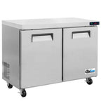 Thumbnail image #1 for USR Brands Coldline UCN-48F Narrow-Depth Undercounter Freezer, 48.4"W, 2 Sections, 2 Solid Doors, Stainless Steel