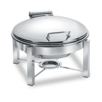 Thumbnail image #1 for Eastern Tabletop Pillard 3948/S 6 qt Round Stainless Steel Induction Chafing Dish with Hinged Dome Lid