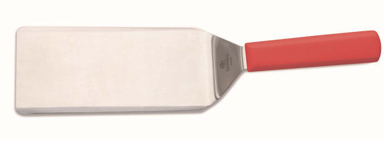 Product image #2 for Mundial 4 x 8 Inch Beveled Stainless Steel Turner with Red Polypropylene Handle, 15 Inch Overall Length