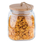 Thumbnail image #1 for Libbey APS Germany - Woody APS 82256 Glass Condiment Canister, 67-3/4 oz., Wooden Lid with Silicone Gasket and Rope Pull