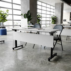 Thumbnail image #2 for Flash Furniture MT-M6024-T-LEG-GRYBLK-GG Rectangular Training Table, 60"W x 24"D, Nesting Flip Top, T-Legs, Gray Top, Black Frame