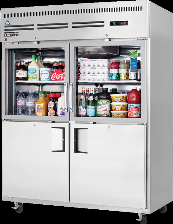 Product image #5 for Everest Refrigeration Two-Section Reach-In Refrigerator with Combination Half Glass and Solid Hinged Doors, 55 Cu. Ft., 59 Inches Wide