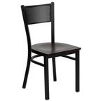 Thumbnail image #1 for Flash Furniture Hercules XU-DG-60115-GRD-MAHW-GG Restaurant Chair, Metal Grid Back, Mahogany Finish Plywood Seat, Black Frame