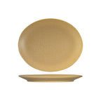 Thumbnail image #1 for Tuxton China Zion VYH-094 Ceramic Oval Coupe Platter, Matte Beige, 16.25 x 10 in Case of 2 Dozen
