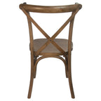 Thumbnail image #2 for Flash Furniture X-BACK-LB Stackable Indoor Side Chair, Bent X-Back, Veneer Seat, Elmwood Light Brown, 400 lb Capacity