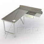Thumbnail image #1 for AERO Manufacturing Aerospec 2SDI-L-84 Soiled Dish Table, Left-to-Right, 60" Machine-to-Corner x 84" Corner-to-End, 14/304 Stainless, 10" Splash