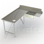 Thumbnail image #1 for AERO Manufacturing Aerospec 2SDI-L-144 Soiled Dish Table, Left-to-Right, 144" Corner-to-End, 60" Machine-to-Corner, 30"D, 14 Gauge, 10"H Splash