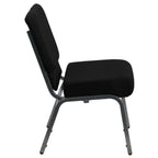 Thumbnail image #2 for Flash Furniture Hercules XU-CH0221-BK-SV-GG Extra Wide Stacking Church Chair, Black Fabric Upholstery, Silver Vein Frame, 800 lb Capacity