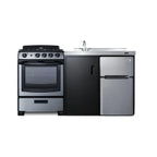 Thumbnail image #4 for Summit Commercial Summit Appliance ACK63GASBSS 63-Inch All-in-One Kitchenette with Gas Range, Refrigerator, Sink & Stainless Steel Countertop