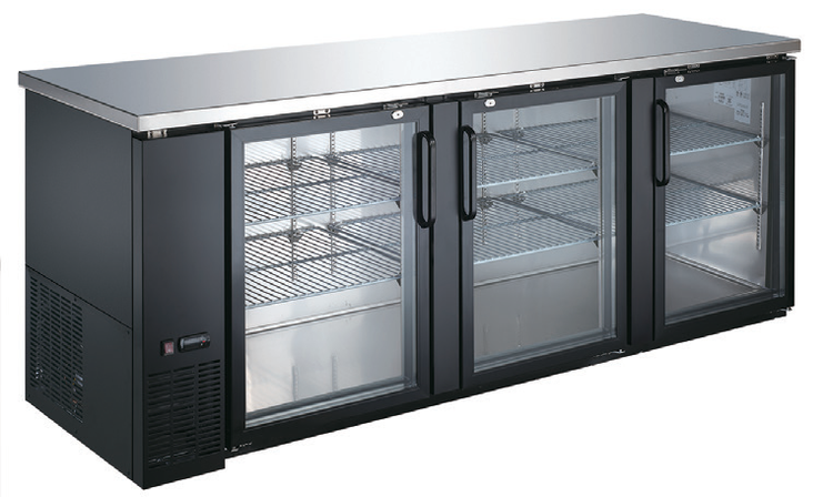 Product image #2 for Black Diamond 90-Inch Back Bar Bottle Cooler with 3 Hinged Glass Doors, 32 Cu. Ft.
