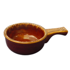 Thumbnail image #1 for International Tableware OSC-15-H 12 oz Ceramic French Onion Soup Crock with Handle, Caramel Case of 2 Dozen