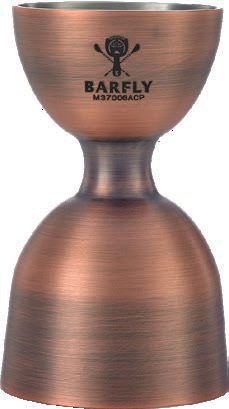 Product image #2 for Barfly Straight Rim Jigger, 1 oz & 2 oz, Antique Copper-Plated Stainless Steel