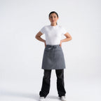 Thumbnail image #1 for Chef Works F28-GRY-0 Half Bistro Apron, Gray, 65/35 Polyester-Cotton, 19 x 27.5 in, Patch Pocket