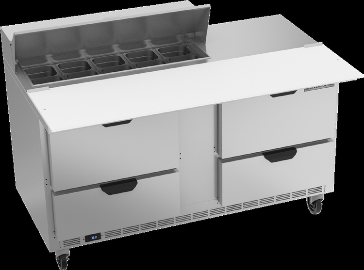 Product image #6 for 60-Inch Two-Section 16 Cu. Ft. Sandwich Top Refrigerated Counter with 4 Drawers and 10-Pan Top