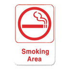 Thumbnail image #1 for Thunder Group PLIS6906RD Smoking Area Information Sign, Self-Adhesive, Red Lettering on White, 6" x 9" Case of 72