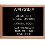 Thumbnail image #1 for AARCO Products AOFD1824L Wall-Mounted Message Center Board, 24"W x 18"H, Black Felt, Oak Frame, Includes Letter Set