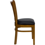 Thumbnail image #2 for Flash Furniture Hercules XU-DGW0008VRT-CHY-BLKV-GG Restaurant Chair, Vertical Wood Slat Back, Black Vinyl Upholstered Seat, Cherry Finish