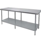 Thumbnail image #1 for GSW USA WT-E2484 Economy Work Table, 84"W x 24"D x 35"H, 430 Stainless Steel Top, Galvanized Undershelf