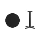 Thumbnail image #2 for Flash Furniture XU-RD-24-BLKTB-T2222-GG 24" Round Dining Table, Black Laminate Top, PVC Edge, Four-Point Pedestal Base