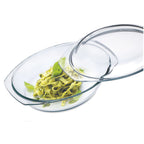 Thumbnail image #1 for Kadra Kitchenware Simax SX-7136/7146 Oval Glass Casserole Dish with Glass Lid, 3.25 qt., 14" Case of 4
