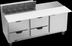 Thumbnail image #6 for Beverage-Air 72-Inch Three-Section Sandwich Prep Table Refrigerator with 17-Inch Cutting Board, 10-Pan Rail, 1 Door and 4 Drawers