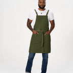 Thumbnail image #1 for Chef Works ABS04-MIL-0 Canvas Bib Apron, Military Green, Detachable Straps, Two Hip Pockets, Hidden Pen Pocket