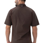 Thumbnail image #2 for Chef Works BCSZ009-ESP-XS Men's Short-Sleeve Chef Coat, Espresso, 65/35 Poly/Cotton Twill, XS