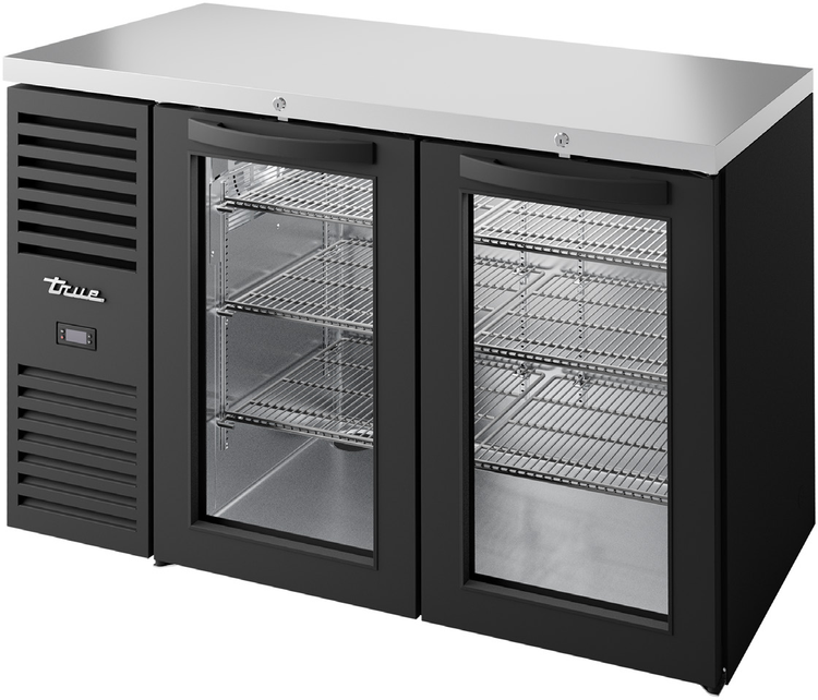 Product image #5 for True 52-Inch Two-Section Back Bar Cooler with Glass Doors and Stainless Steel Top