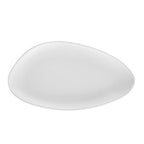Thumbnail image #1 for CAC China Shelton XSTN-351-W Triangular Wide Coupe Melamine Platter, Matte White, 15-3/8"W x 8-1/2"D x 1-1/4"H 1 Dozen