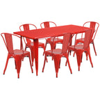 Thumbnail image #1 for Flash Furniture ET-CT005-6-30-RED-GG Rectangular Table and 6-Chair Set, 63"W x 31-1/2"D x 29-1/2"H, Red