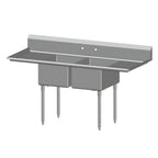 Thumbnail image #1 for SPG International Universal Stainless 2N18-2D18 2-Compartment Stainless Steel Sink, 18" Compartments, Left & Right Drainboards, Legs