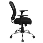 Thumbnail image #2 for Flash Furniture H-8369F-BLK-GG Swivel Task Chair, Mid-Back Mesh Back, Upholstered Seat, Nylon Arms and Casters