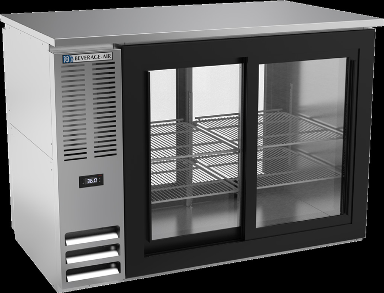 Product image #2 for Beverage-Air 48-Inch Pass-Thru Back Bar Refrigerator with 4 Sliding Glass Doors, Stainless Steel