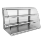 Thumbnail image #1 for RPI Industries Vienna VIDD3-27-R-CV Dry Countertop Pastry Display Case, 44-1/4" W, Full-Service, Curved Glass, 2 Adjustable Shelves, Stainless Steel